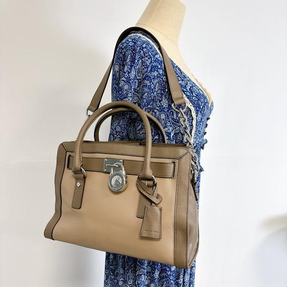 Michael Kors 30F5SHKS2T Hamilton OutLeather Satchel IN Dark Taupe